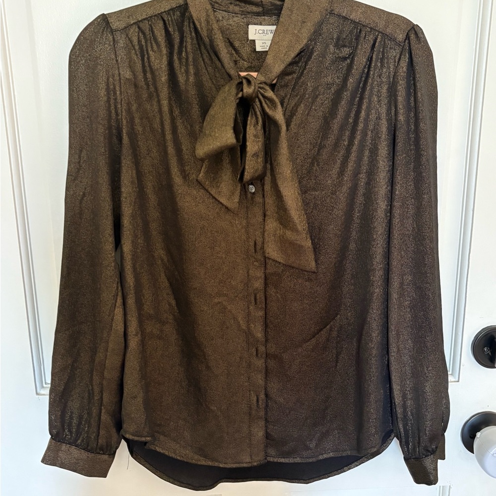 J. Crew Shimmering Dark Gold Blouse